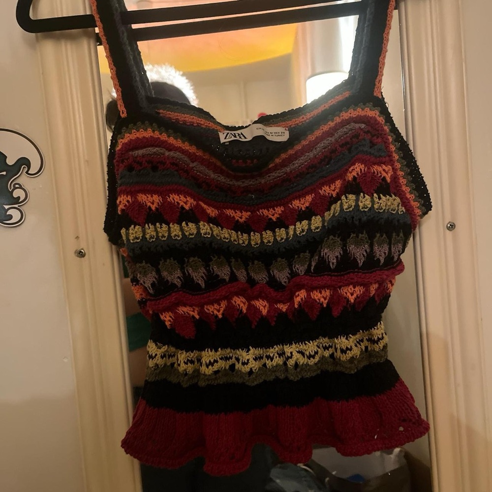 Zara Red and Black Knit Camisole